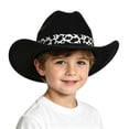 thumbnail image 2 of Cow Print Cowboy Hat for Boys Girls Wide Curved Brim Windproof Cowgirl Hat Vintage Costume Party Sun Hats Black, 2 of 5