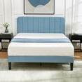 thumbnail image 4 of VECELO Queen Size Bed Frame, Modern Upholstered Platform Bed Frame with Adjustable Headboard, Wooden Slats Support/No Box Spring Needed, Light Blue, 4 of 12