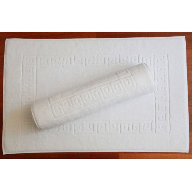 Luxury Hotel & Spa Greek Key Turkish Cotton Bath Mats Set of 2