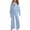 Light Blue, variant on MuZeFu Pajamas for Women Set Long Sleeve Women Satin Pajamas Set Long Sleeve Silk Top And Wide Leg Pants Pjs Sets With Pockets