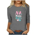 thumbnail image 3 of BiZtdJrK 3/4 Length Sleeve Womens Tops 2025 Easter Cute Rabbit Graphic Tees Shirt Casual Loose Fit Crewneck Pullover Blouses Gray L Ofertas de Hoy en Liquidación, 3 of 5
