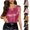 #035 Hot Pink, variant on Felirenzacia Women's Cropped Boat Neck Tank Top, Metallic Shiny Sequin Club Party Short Tee, Hot Pink,Free Size