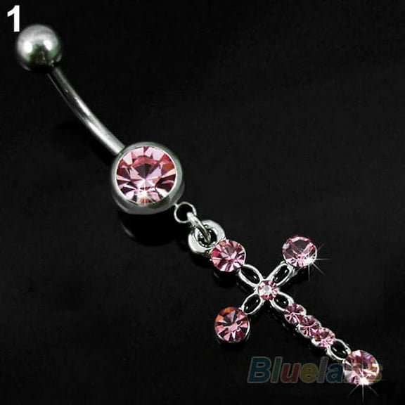 Ayyufe Surgical Steel Cross Dangle Navel Button Bar Belly Ring Piercing Body
