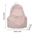thumbnail image 2 of Hiroekza Lightweight Nylon Backpack for Women - Waterproof Mini Travel Backpack with Drawstring, Solid Color Bow Design for Students, Sports, Hiking, and Outdoor Activities Pink, 2 of 3