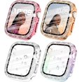 thumbnail image 1 of 4 Pack Compatible with Apple Watch Series 8 45mm Case Cover with Screen Protector,Crystal Bling Case Diamond Protective Face Cover Rhinestone Covers Bumper for iWatch 7 6 5 4 3 2 1 SE Girl, 1 of 5