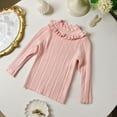 thumbnail image 3 of Kids' Girls Turtleneck Sweater Pearl Lace Collar Cute Knit Top Fall Winter Warm Cozy Layering Wear 2-10Y, 3 of 7