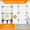 thumbnail image 6 of BOWEITI 12.5FT One-button Retraction Stainless Steel Telescoping Extension Ladder, Heavy Duty 330lbs Max Capacity, Multi-Purpose Collapsible Ladder for RV or Outdoor Work, 6 of 7