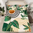 thumbnail image 2 of Manfei Green Monstera Leaf Full Size Sheets,Tropical Botanical Leaves Bed Sheets,Black Gold Lines Sheet Sets For Adults,Ultra Soft Home Decor,4 Pieces, 2 of 7