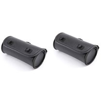 2X Motorcycle Fork Bag PU Leather Handlebar Tool Pouch Sissy Bar Roll Storage Bag Saddle Bag with 2 Straps, Universal
