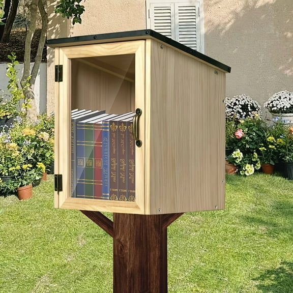 Outdoor Little Library Box - DIY Wood Book Storage Cabinet, Community/Neighborhood/School Book Sharing, Outdoor Storage for Books/Literature/Newspapers