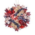 thumbnail image 3 of AZXY 4th of July Patriotic Ribbon Wreath, 13.7" Star & Burlap Decorative Wreath for Front Door, Wall & Farmhouse Decor, 3 of 6