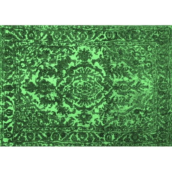 Ahgly Company Indoor Rectangle Abstract Emerald Green Contemporary Area Rugs, 5' x 7'