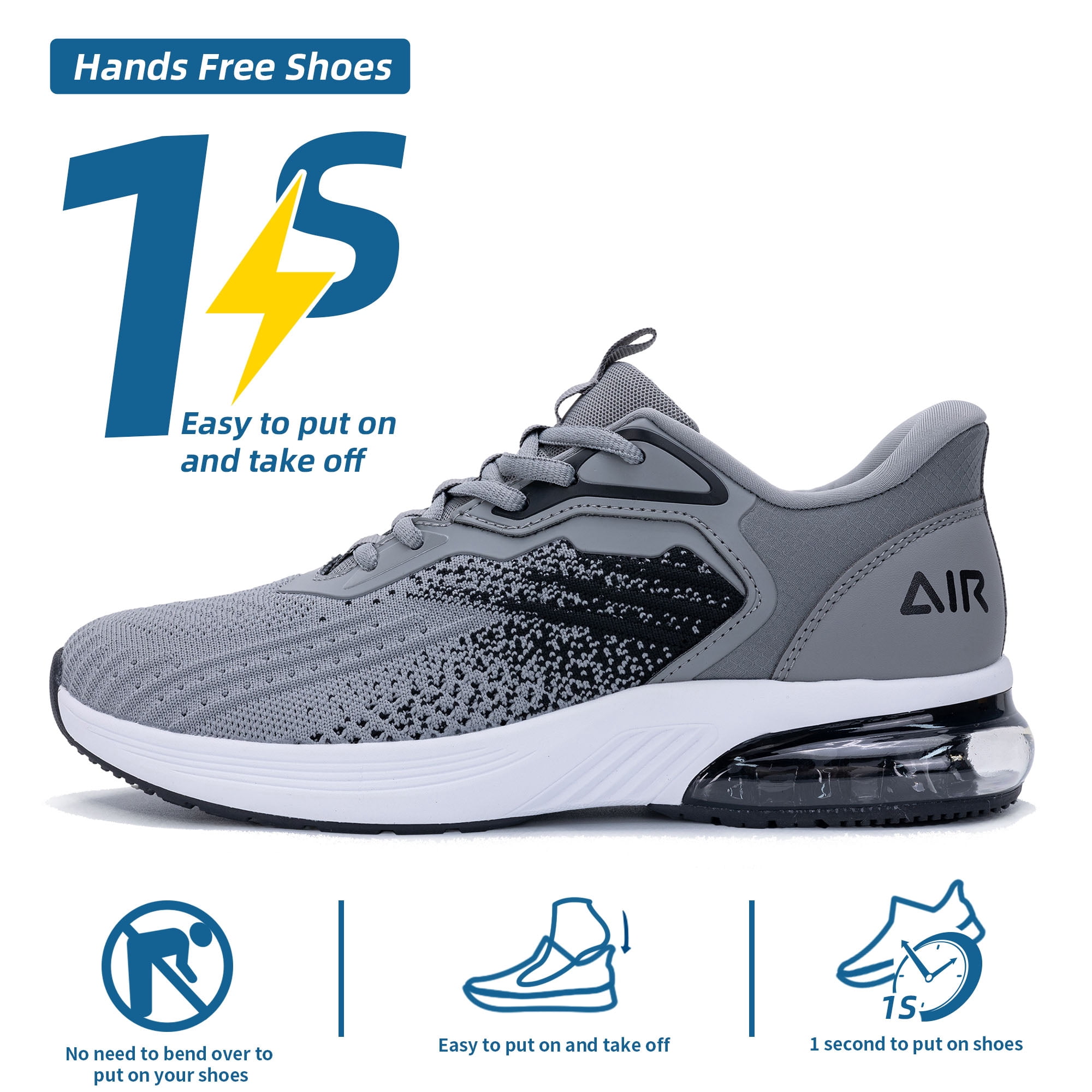 BROYON Men’s Air Walking Shoes，Slip-on Sneakers Comfortable Breathable Training Tennis Gym Workout Jogging Fashion Athletic Running Shoes US 7-13