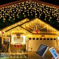 thumbnail image 3 of Luces solares de Navidad con forma de carámbano para exteriores, cortina de luces centelleantes con control remoto, cadena de luces en cascada de 8 modos para decoración del hogar, 3 of 5