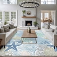 thumbnail image 4 of Blue Green Sea Washable Living Room Rugs 5'x7', Nautical Coastal Ocean Watercolor Shell Coral Starfish Low Pile Throw Large Area Rugs Non-Slip Sturdy Edge Binding Carpet for Dining Room Bedside, 4 of 9