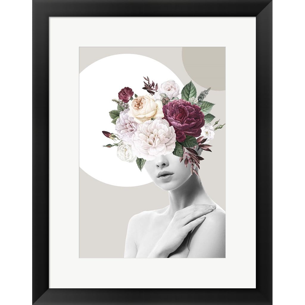 Flower Hat II Framed Art with Black Satin Frame