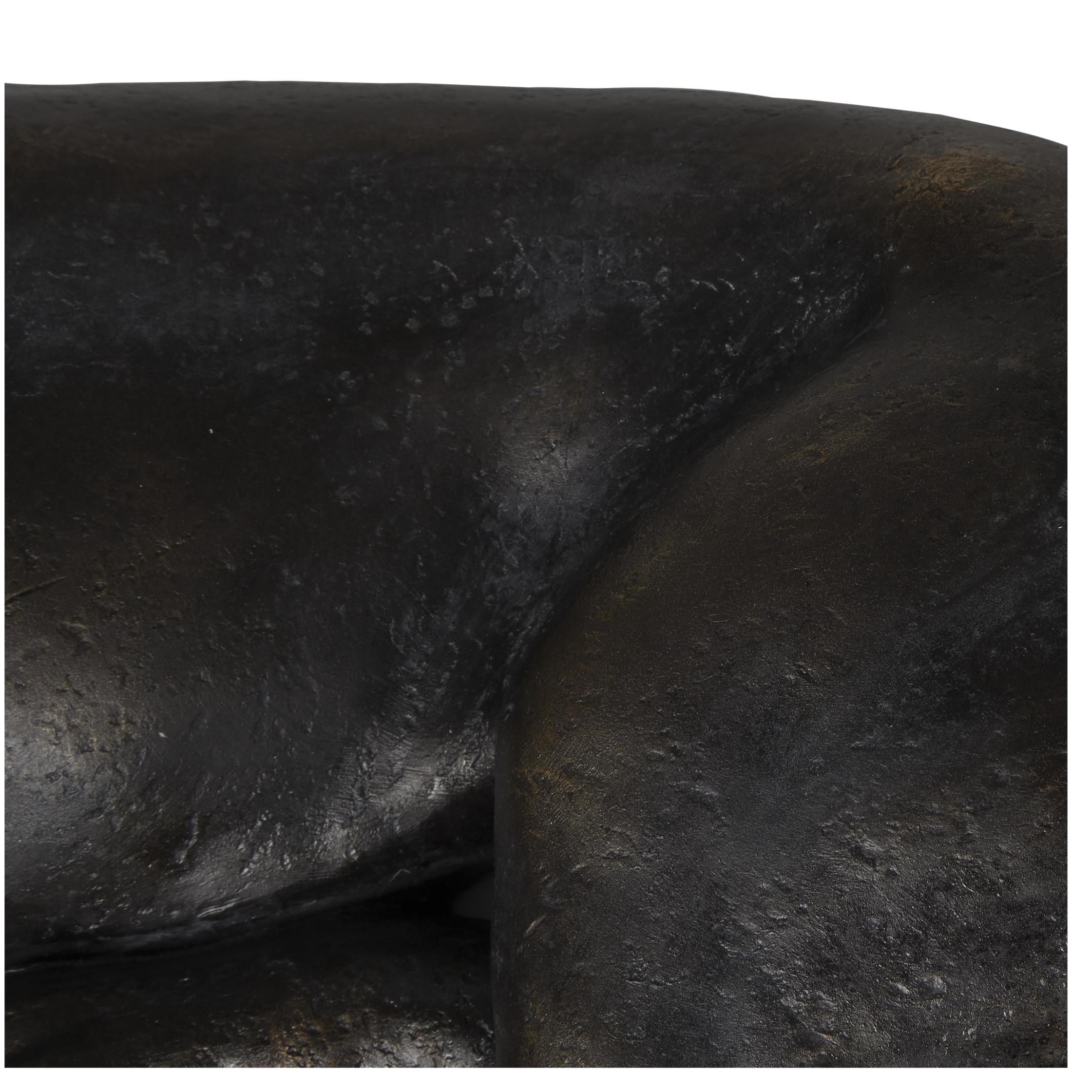29" x 13" Black Polyresin Laying Leopard Sculpture, by DecMode