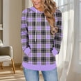 thumbnail image 2 of CFLVAEK Plaid Hoodies for Women Casual Drawstring Hooded Pullover Tops Loose Fitting Long Sleeve Hoodie with Pocket Fall Fashion Clothing 2025 Purple M, 2 of 7