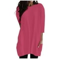 thumbnail image 1 of MeetoTime Tunique à Manches 3/4 pour Femmes Col Rond Pull Long Surdimensionné à Porter avec des Leggings, 1 of 3