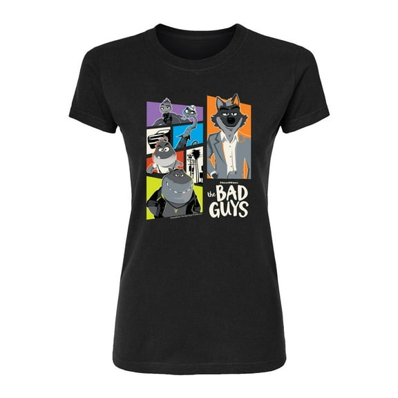 The Bad Guys - Mr. Wolf and Friends Collage - Juniors Fitted Short Sleeve Graphic T-Shirt