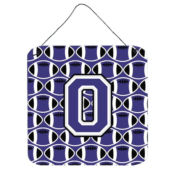 Letter O Football Purple and White Wall or Door Hanging Prints