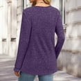 thumbnail image 6 of Lmnyox Long Sleeve Shirts for Women Solid Ribbed V Neck Button Blouses Fashion Basic Fall Tunic Tops, 6 of 8