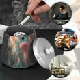 thumbnail image 4 of Yayeee Ashtray with Lid for Cigarette Smokeless Stainless Steel Home Ash Holder, Psychedelic Forest, 4 of 7