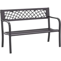 YRLLENSDAN Metal Outdoor Bench, Patio Bench Garden Benches Porch Benches Outdoor with Mesh Pattern Plastic Backrest Armrests for Patio Park Lawn Yard, Black