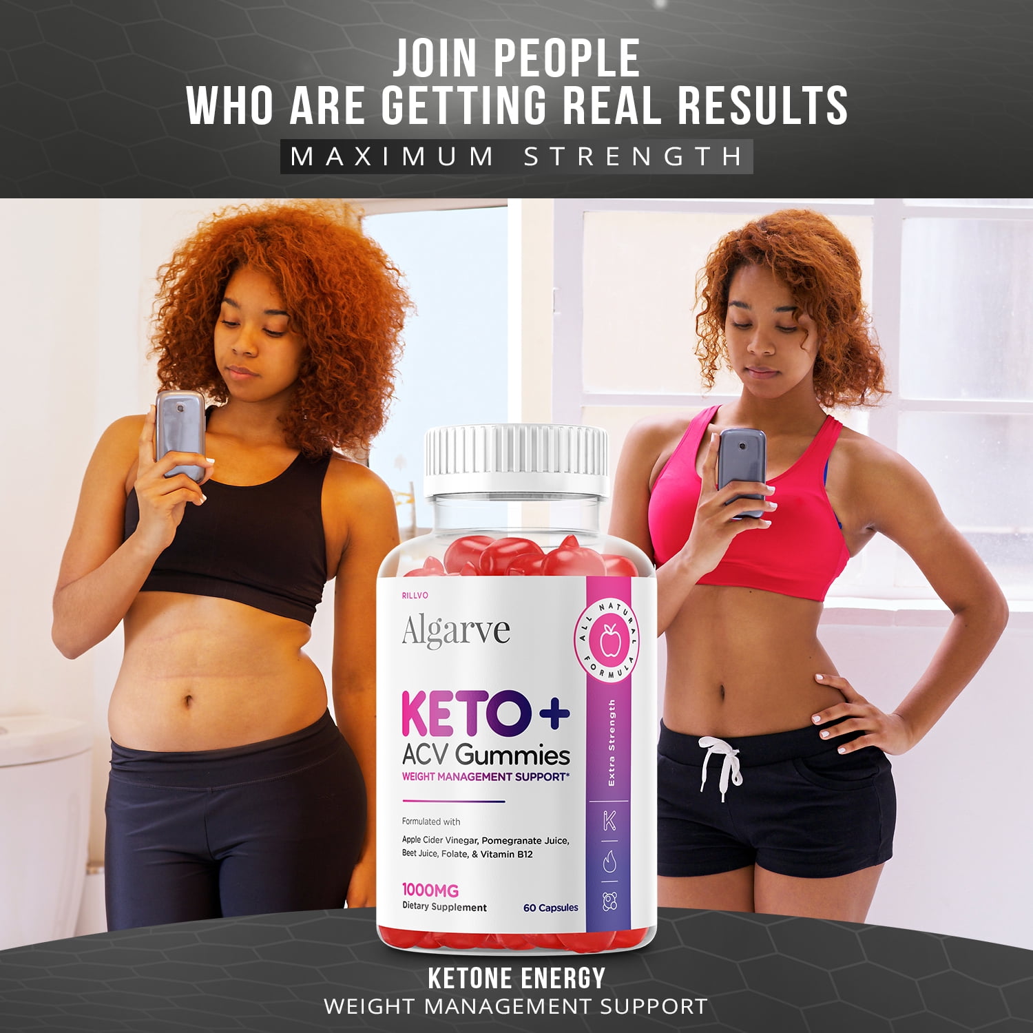 (2 Pack) Algarve Keto Gummies - Algarve Keto ACV Gummy’s - Supplement for Weight Loss - Energy & Focus Boosting Dietary Supplements for Weight Management & Metabolism - 120 Gummies
