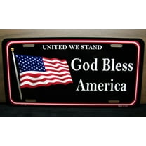 GOD BLESS AMERICA AMERICAN FLAG USA METAL CAR NOVELTY LICENSE PLATE AUTO TAG - Aluminum ( 12 inch x 6 inch )