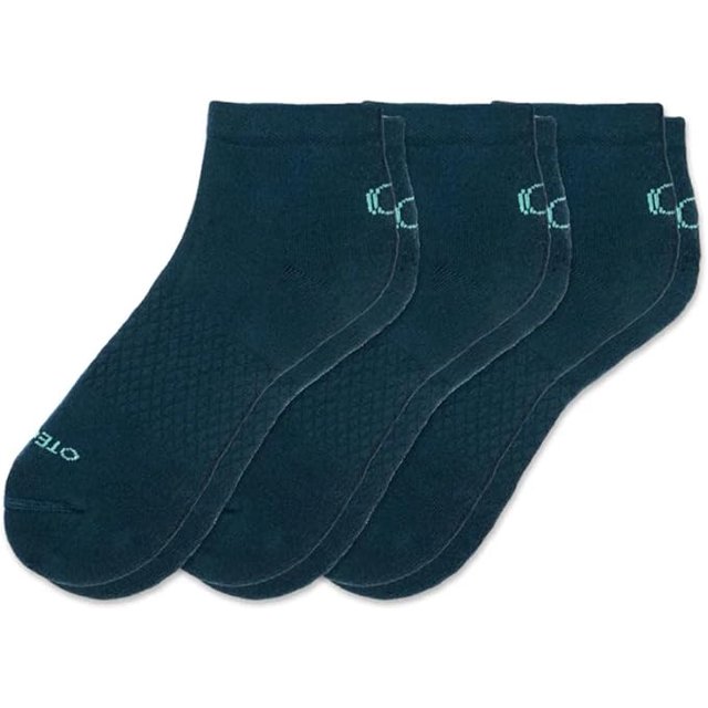 OTECKA Unisex Basic Quarter Socks with Moisture-Wicking - Cushion Comfort Quarter Socks, Blue - 3 Packs, Small-Medium