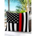thumbnail image 6 of Outdoor Pillows Waterproof, Red American Flag Bedding Throw Pillows with Insert for Couch Sofa Bed, Black White Striped US Flag Stars 18x18 Inch Pillowcases Decorative Camping Patio Pillow Set of 1, 6 of 8
