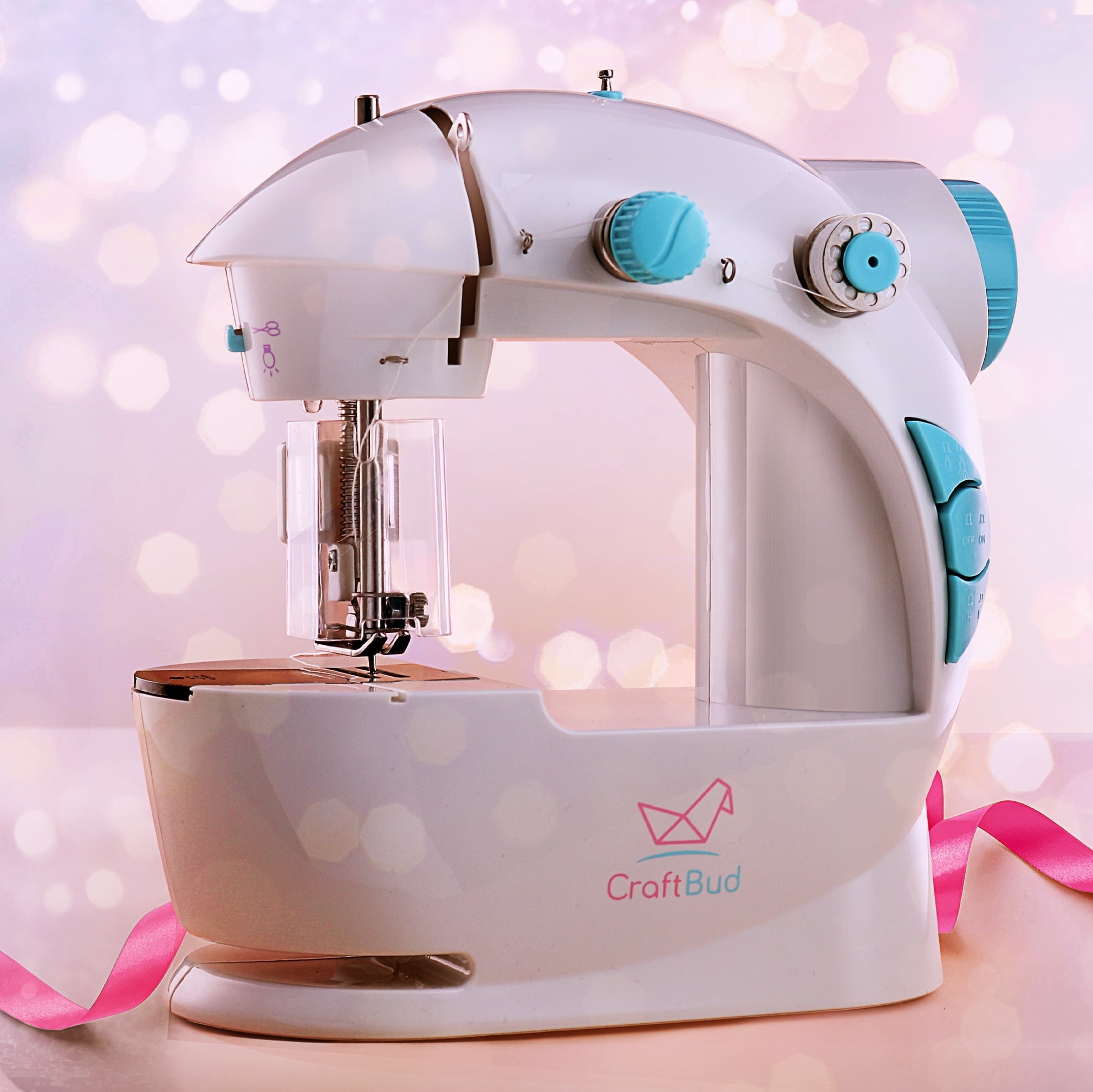 Virtu 48 PC Mini Portable Sewing Machine for Beginner, Kids Sewing Machine and Adults with Craft Supplies, Baby Blue