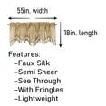 thumbnail image 4 of Gorgeous Home Linen 1Pc Wave Gold Honey Waterfall Valance with Tassels Faux Silk Rod Pocket Semi Sheer Dressing Window 55" wide X 18" long for kitchen décor, 4 of 5