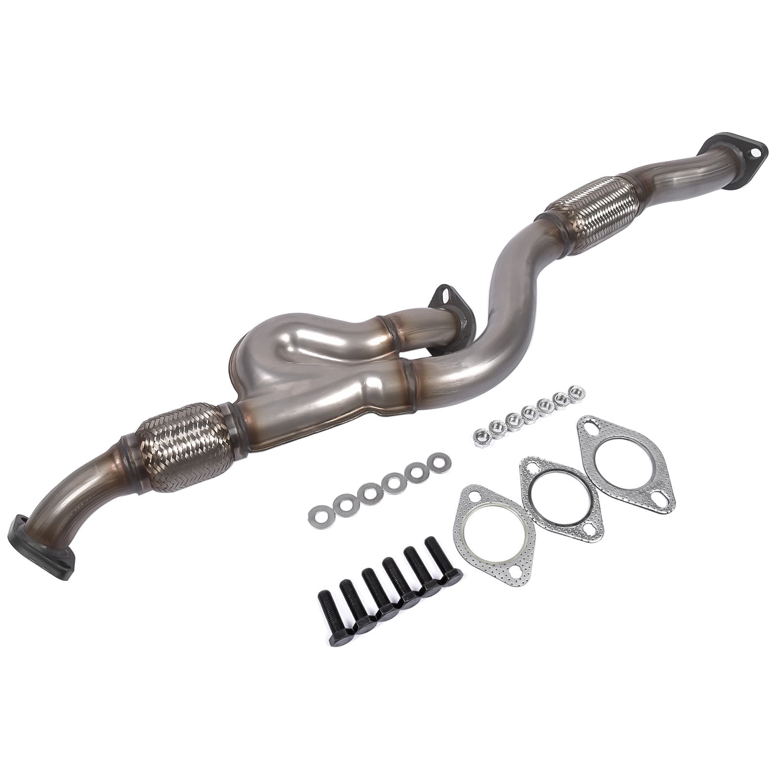 NEWZQ Front Exhaust Pipe for Hyundai Tucson Kia Sportage Sport Utility 2.7L V6 2005-2008 Silver 1Pc