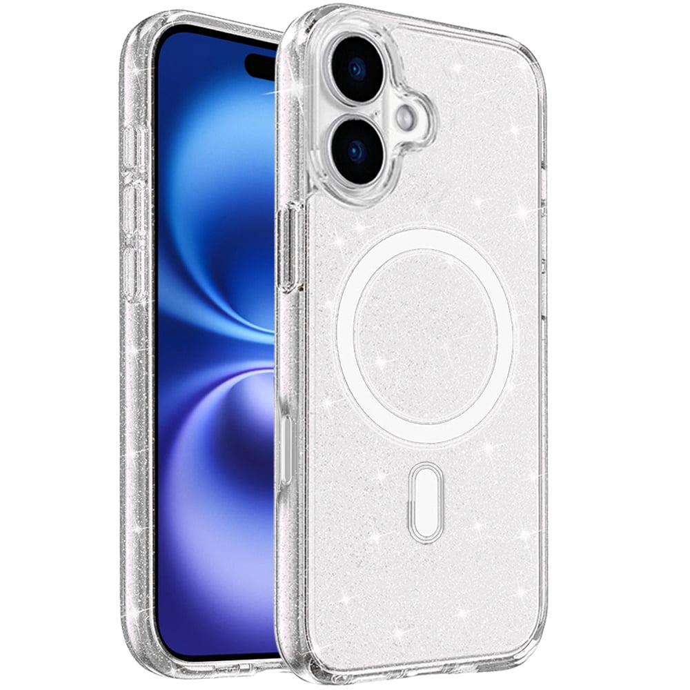 XPM for Apple iPhone 17 Phone Case, MagSafe Compatible Glitter Sparkle Bling Hybrid Case with Magnetic Circle, Slim TPU & Hard PC Frame Cover for Apple iPhone 17 (6.3") (Clear)