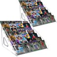thumbnail image 1 of 2 Pack 7-Tier Acrylic Card Display Stand, Portable Clear Trading Card Holder Rack for Sports, PSA, Graded, Business & Greeting Cards - Versatile Vendor Shelf for Conventions, Craft Shows, Retail, 1 of 7