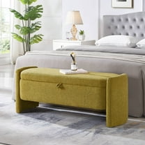 Vastcury 41.7" End of Bed Bench for Bedroom, Teddy Upholstered Storage Ottoman Bench, Green