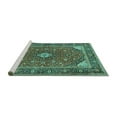 thumbnail image 2 of Ahgly Company Machine Washable Indoor Square Persian Turquoise Blue Traditional Area Rugs, 8' Square, 2 of 4