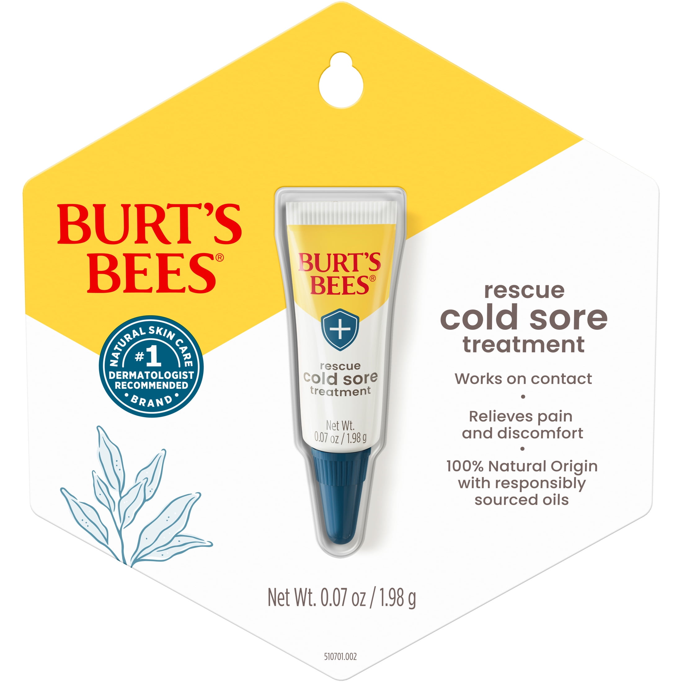 (2 pack) Burt's Bees Rescue Cold Sore Treatment, 0.07 oz.