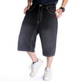 thumbnail image 2 of Ruiatoo Baggy Jeans Shorts for Men Denim Hip Hop Loose Fashion Skateboard Pants Black (024-1,Size 40), 2 of 5