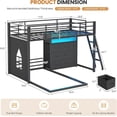 thumbnail image 2 of Aunfebrco Twin Over Twin Low Bunk Bed with 9 Storage Drawers and 1-tier Open Shelf,L-Shaped Bunk Bed with LED Light,Metal Twin Floor Bunk with 13.4''H Safety Guardrail and Inclined Ladder,Black, 2 of 9