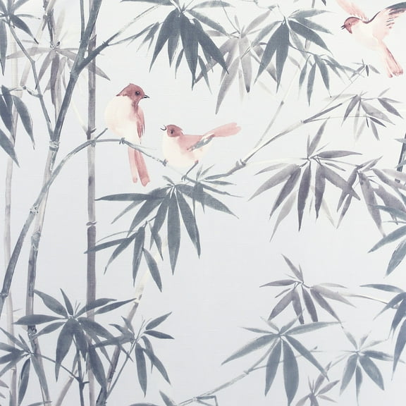 Birds & Bamboo Grey Wallpaper