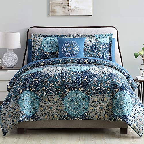 Modern Threads 8-Piece Granada Printed Reversible Bed in A Bag, King