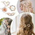 thumbnail image 5 of 3 Pack Flower Hair Clips for Girls and Ladies - Rhinestone Decorative Metal Gold Accessories, 5 of 8