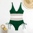 thumbnail image 5 of Yteetum Womens Bikinis Swimsuits Fashion High Waisted Split Color Two Piece Swimwear Sets Female Drawstrings to Gathers and Flatten the Stomach Bathing Suits XL, 5 of 9