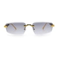 thumbnail image 3 of Bevel Lens Rimless Hustler Retro Gangster Rapper Rectangle Luxury Sunglasses Gold - Smoke, 3 of 8