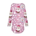 thumbnail image 4 of GERsome Christmas Shirts for Women Long Sleeve Tops Round Neck Dress Shirts Cute Santa Claus Printed Pink Pullover Top to Wear with Leggings, 4 of 5