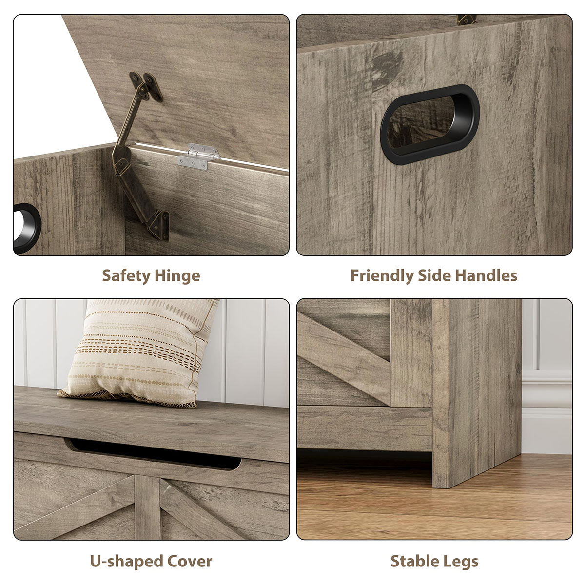 Soonbuy 47" Storage Chest Extra Large,Wooden Storage Bench Storage Trunk with 2 Safety Hinges,Shoe Bench,Storage Bench Large Toy Chest for Entryway,Living Room,Bedroom,Easy Assembly