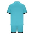 thumbnail image 5 of RYRJJ Men's 2 Pieces Shirts Set Summer Casual Short Sleeve Button-Down Golf Shirts and Shorts Hippie Holiday Beach Outfits(Sky Blue,M), 5 of 6
